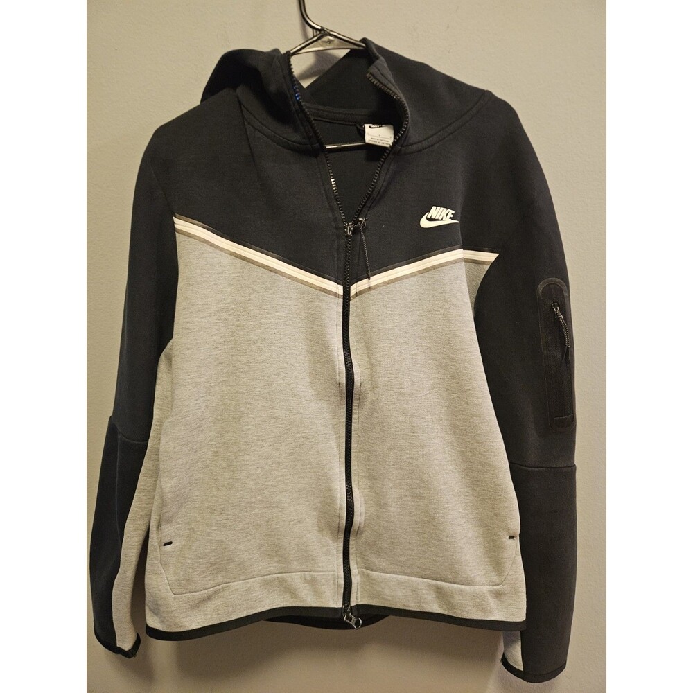 Nike Tech Fleece Windrunner Hoodie Mens L Black Gray Full Zip Jacket